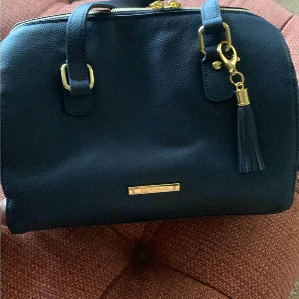 Joy Mangano Traveler Bag + Wallet Navy Handbag with Tassel by INC